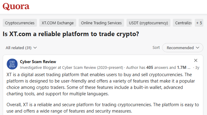 XT Exchange Quora Discussion
